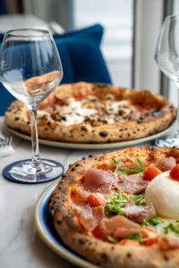 Table dressée avec une pizza napolitaine chez Nennella Mia, Bordeaux
